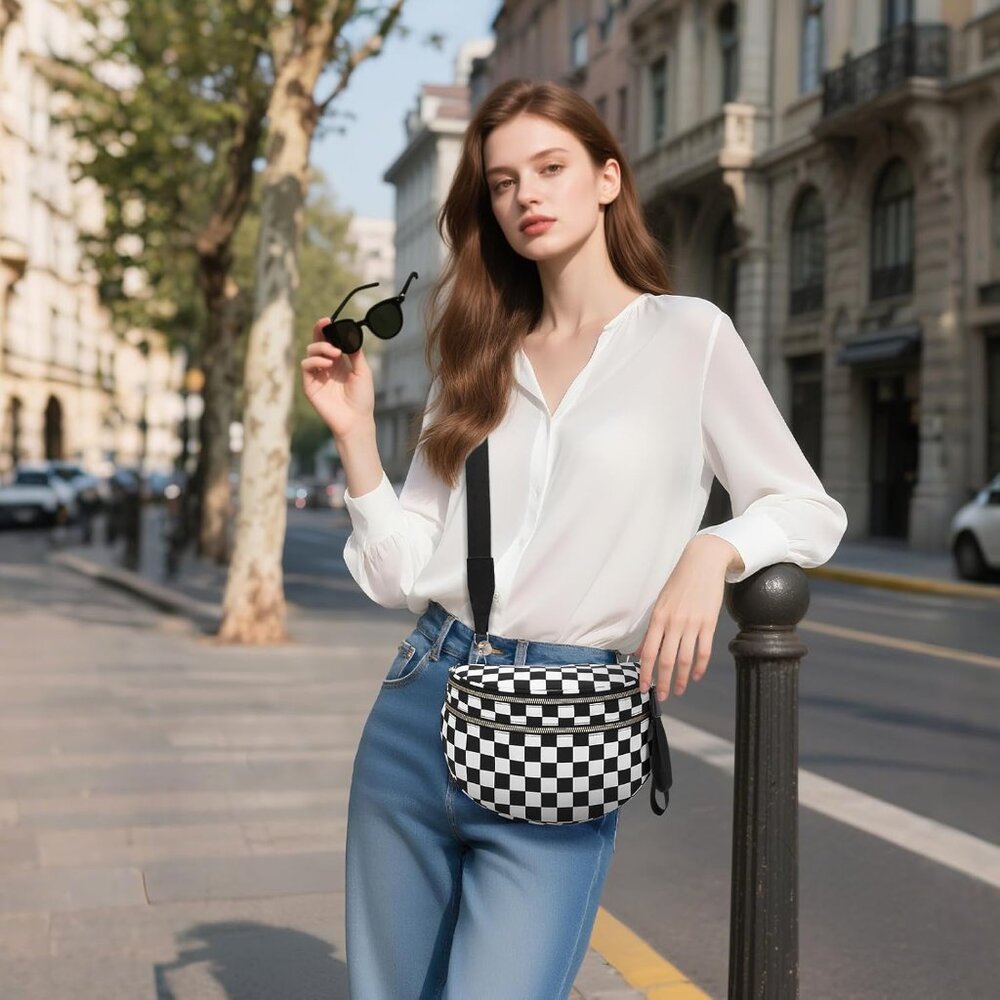 Versatile Checkered Sling Bag - Adjustable, Water… - image 2
